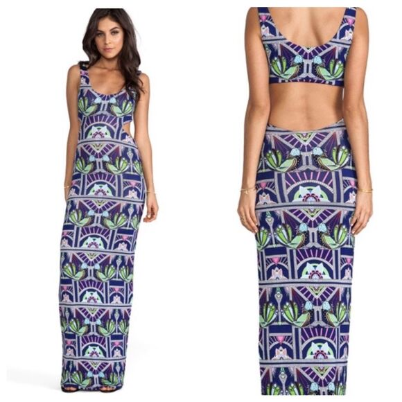 MARA HOFFMAN Modal Cut-Out Maxi Dress in Anada Navy Beach Cover-Up Resort Wear M - Picture 1 of 10